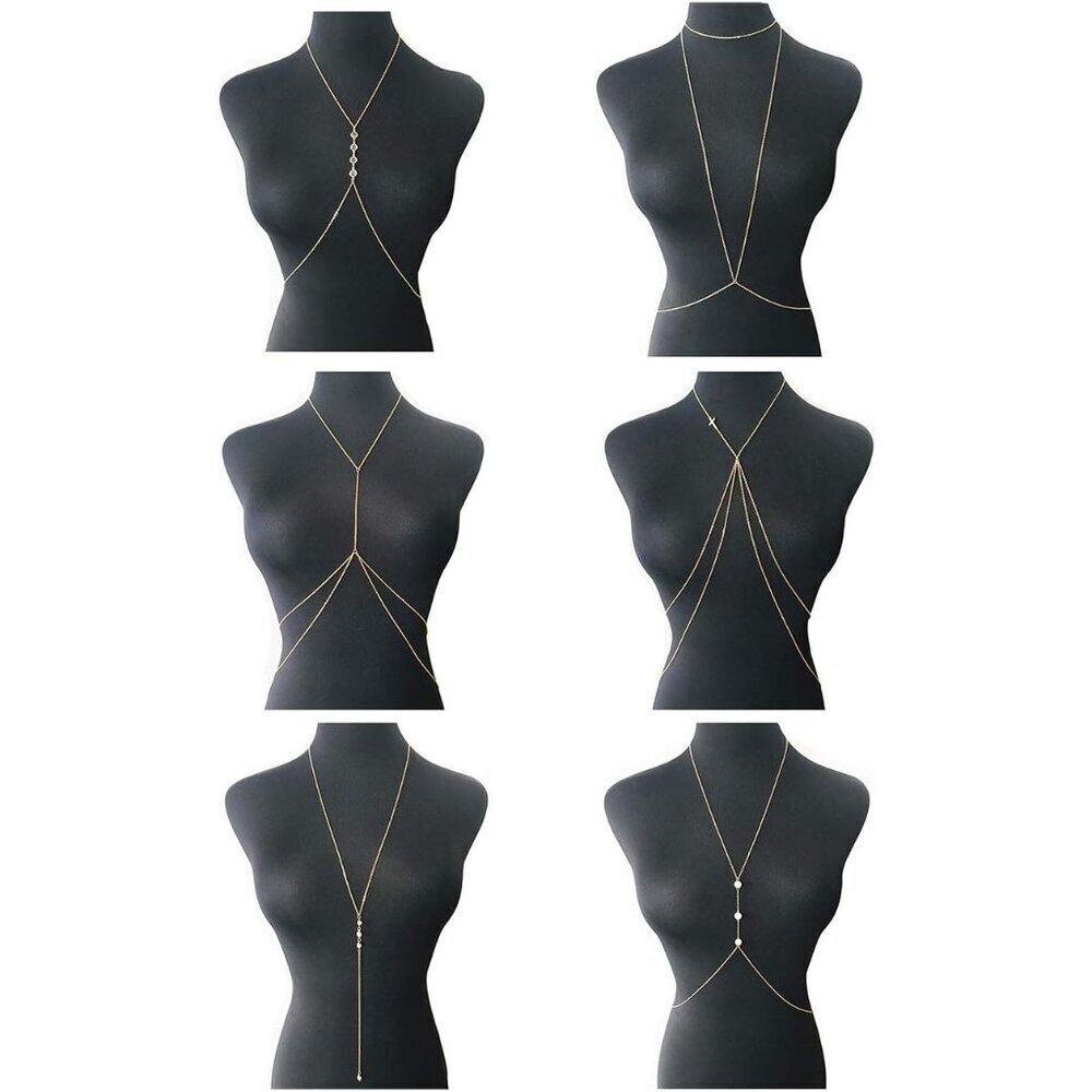 Body Chain Set Alloy 4-8 pcs Beach Bikini Jewelry Gold Tone Women